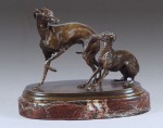 Lote 675: MÈNE, Pierre Jules 'DEUX LEVRETTES'