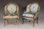 Lote 303: PAR DE SILLONES BERGERE FRANCESES ESTILO LUIS XV.  PAR DE SILLONES BERGERE FRANCESES ESTILO LUIS XV. 