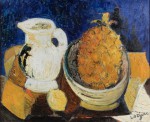 Lote 49: LORJOU, Bernard 'JARRA BLANCA Y ANANA SOBRE UNA MESA'