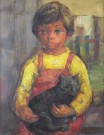 Lote 245: ALVAREZ, Nelly 'NIÑO CON GATITO'