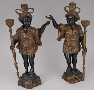 Lote 177: PAR DE FIGURAS VENECIANAS DE BRONCE. PAR DE FIGURAS VENECIANAS DE BRONCE.