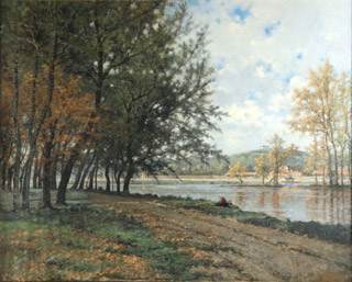 Lote 129: LÉPINE, Stanislas Victor Edouard 'LA SEINE PRÈS DU MONT VALÉRIEN' 