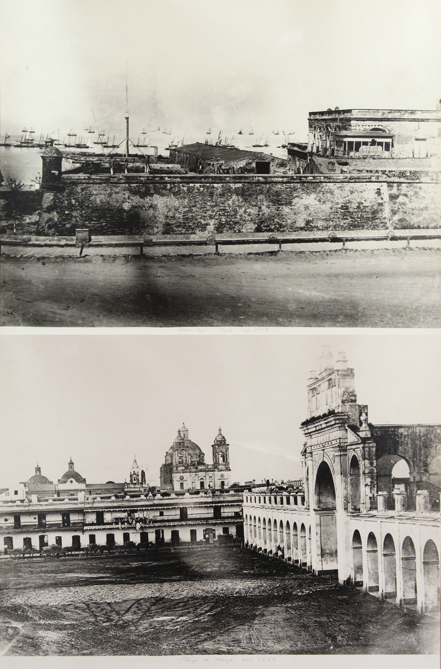  'BUENOS AYRES FUERTE AÑO 1848' 'PLAZA DE MAYO AÑO 1849'