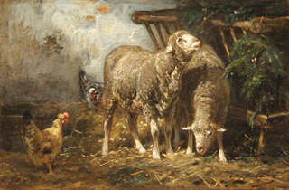 Lote 122: JACQUE, Charles Emile 'MOUTONS ET POULETS'