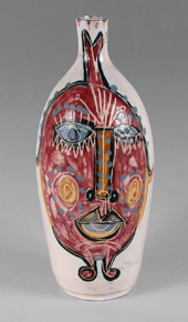 Lote 83: PAEZ VILARÓ, Carlos BOTELLA DE CERAMICA DECORADA A MANO.