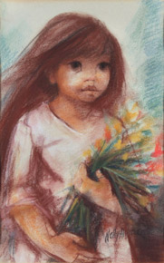Lote 222: ALVAREZ, Nelly 'NIÑA CON RAMO DE FLORES'