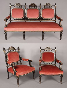 Lote 111: SOFA Y DOS SILLONES FRANCESES LOUIS PHILIPPE.  SOFA Y DOS SILLONES FRANCESES LOUIS PHILIPPE. 