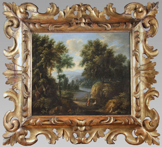 Lote 13: ANONIMO 'PAISAJE CON PERSONAJES Y CONSTRUCCIONES' 