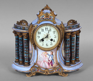 Lote 545: RELOJ CON CAJA DE CERAMICA ESMALTADA. RELOJ CON CAJA DE CERAMICA ESMALTADA.