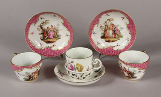 Lote 437: TRES ANTIGUAS TAZAS DE PORCELANA ALEMANA DE MEISSEN. TRES ANTIGUAS TAZAS DE PORCELANA ALEMANA DE MEISSEN.