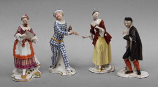 Lote 340: CUATRO FIGURAS DE PORCELANA ALEMANA DE NYMPHENBURG. CUATRO FIGURAS DE PORCELANA ALEMANA DE NYMPHENBURG.