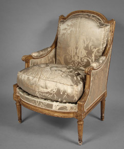 Lote 141: ANTIGUO SILLON BERGERE FRANCES ESTILO LUIS XVI.  ANTIGUO SILLON BERGERE FRANCES ESTILO LUIS XVI. 