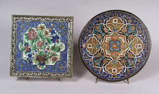 Lote 530: DOS ANTIGUOS MOSAICOS ARABES ESMALTADOS.  DOS ANTIGUOS MOSAICOS ARABES ESMALTADOS. 
