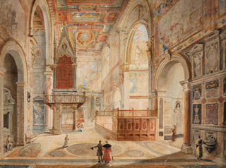Lote 74: ANONIMO 'INTERIOR DE IGLESIA' 