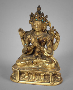Lote 334: PEQUEÑA FIGURA TIBETANA BUDDHA DE BRONCE DORADO.  PEQUEÑA FIGURA TIBETANA BUDDHA DE BRONCE DORADO. 