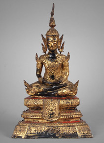 Lote 509: ANTIGUA FIGURA 'BHUDA' TAILANDESA DE BRONCE PATINADO. ANTIGUA FIGURA 'BHUDA' TAILANDESA DE BRONCE PATINADO.
