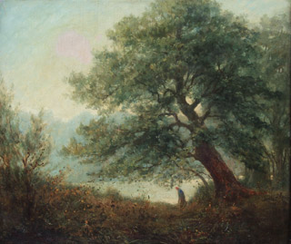 Lote 79: 'PAISAJE ARBOLADO CON PERSONAJE'  'PAISAJE ARBOLADO CON PERSONAJE' 
