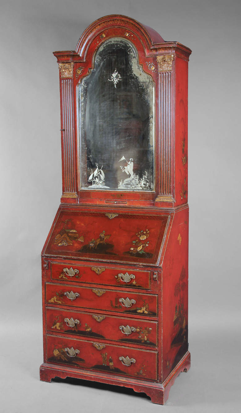  ANTIGUO BUREAU BOOKCASE INGLES CON DECORACION CHINOISERIE. 