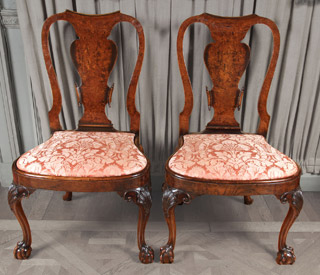 Lote 169: SEIS ANTIGUAS SILLAS INGLESAS DE ESTILO QUEEN ANNE.  SEIS ANTIGUAS SILLAS INGLESAS DE ESTILO QUEEN ANNE. 