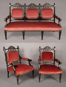 Lote 228: SOFA Y DOS SILLONES FRANCESES LOUIS PHILIPPE.  SOFA Y DOS SILLONES FRANCESES LOUIS PHILIPPE. 