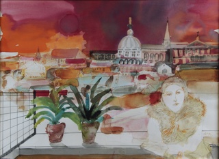 Lote 32: ALONSO, Carlos 'PAISAJE ROMANO' 