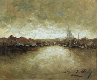 Lote 39: KOEK KOEK, Stephen 'PAISAJE DE PUERTO CON MOLINO' 