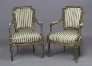 Lote 190: PAR DE SILLONES FRANCESES ESTILO LUIS XVI.  PAR DE SILLONES FRANCESES ESTILO LUIS XVI. 