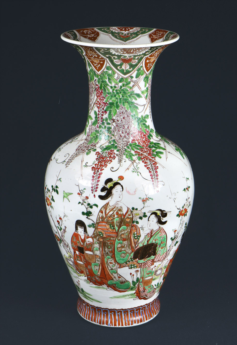  GRAN VASO CHINO ANTIGUO DE PORCELANA ESMALTADA. 