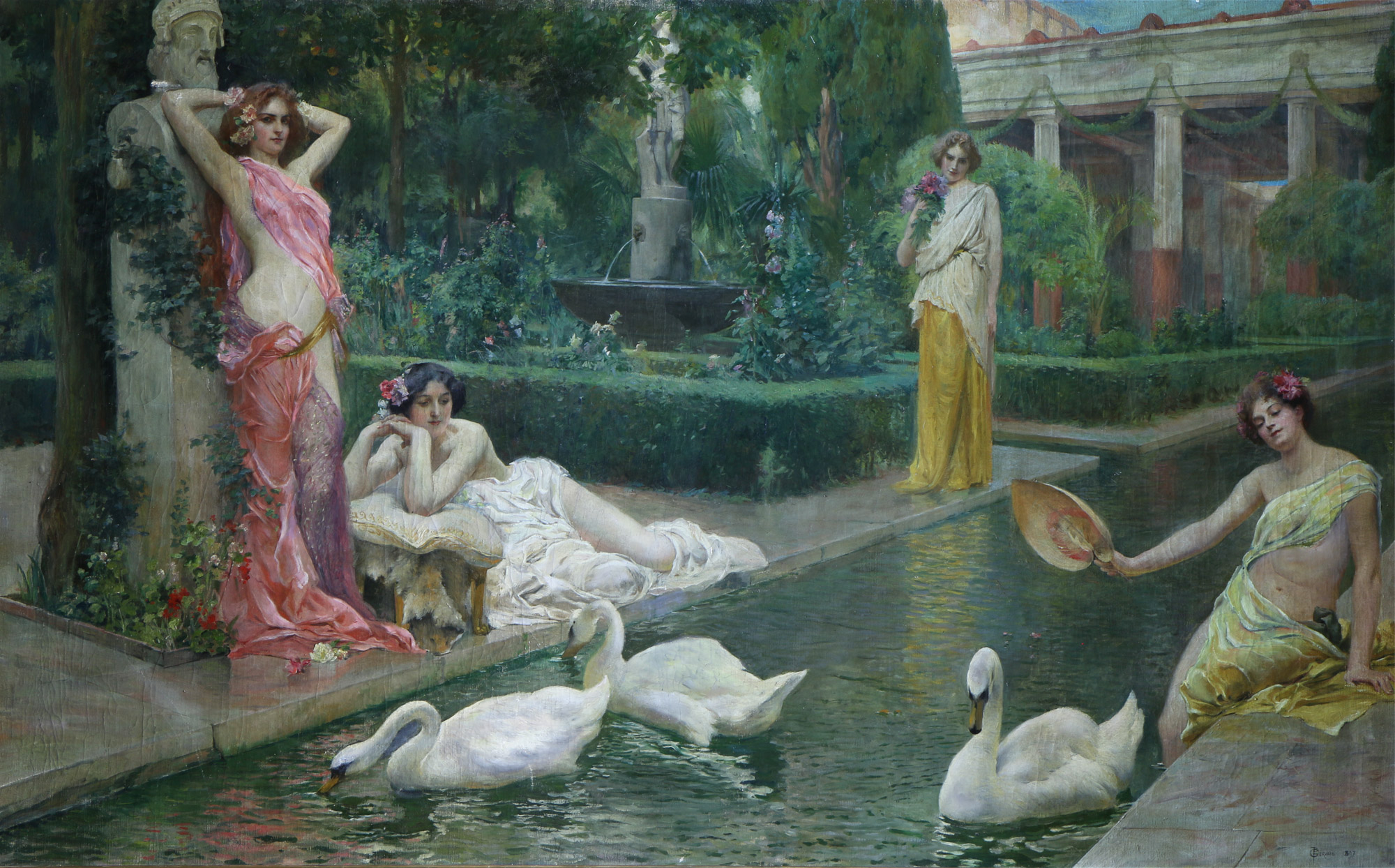 GERVAIS, Paul Jean 'FEMMES ET CYGNES DANS LA FONTAINE' 