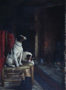 Lote 42: GARLAND, Valentine Thomas 'PERROS JUNTO A LA CHIMENEA' 