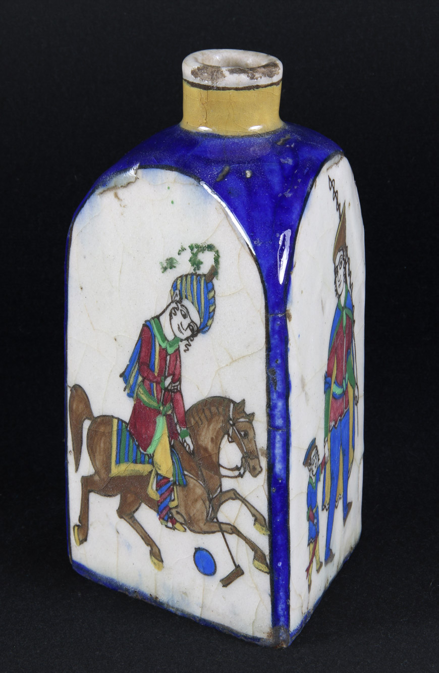  BOTELLA DE CERAMICA PERSA QAJAR ESTILO IZNIK.